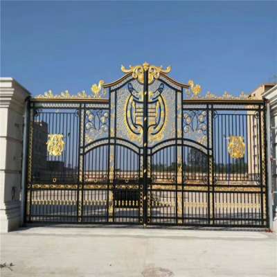 European style double open cast iron in villa yardiron gate