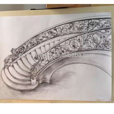 China wrought Iron staircase design iron art staircase is customized